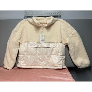 NWT Fabletics Nelly Mixed Media Half Zip Sherpa Quilted Puffy Pullover Size XXL